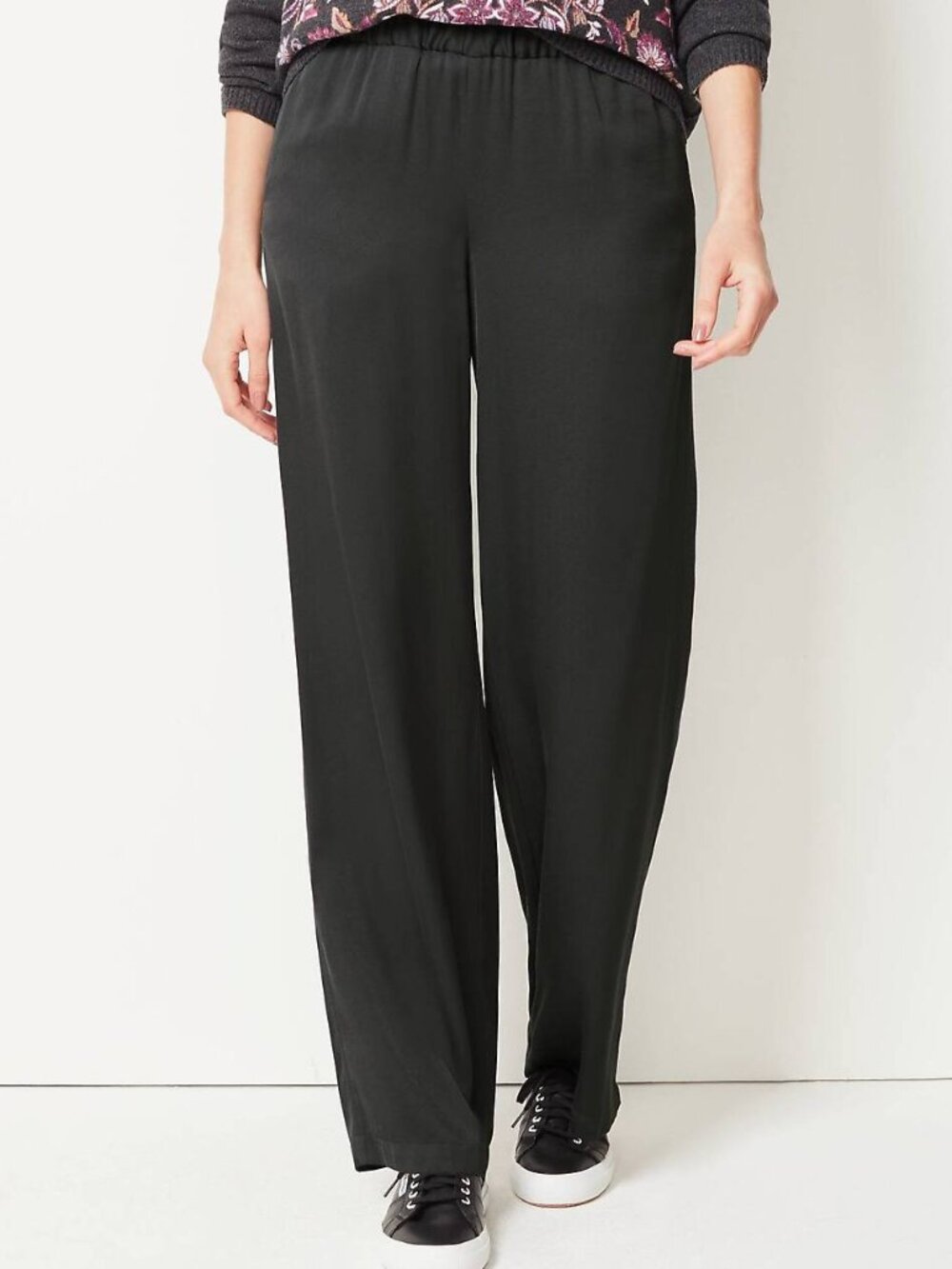 NWT J. Jill Size Medium or Petite Large LP Dark Gray Sateen Wide-Leg Pants NEW
